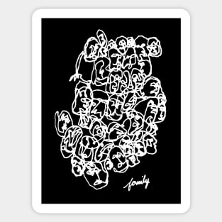 Family Line Drawing Art White Print Sticker